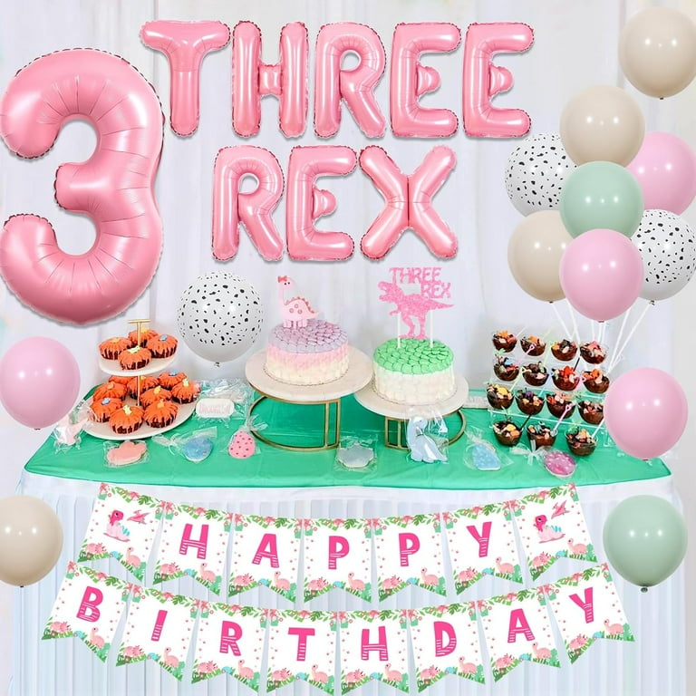 Three Rex Birthday Banner 3rd Birthday Party Ideas Girl Dinosaur