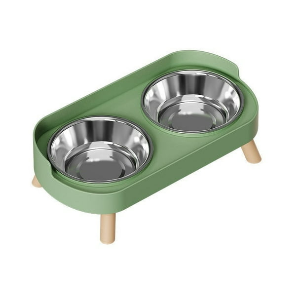 Comedero y bebedero elevados para mascotas: soporte de plástico, cuencos de acero inoxidable, antideslizantes, para gatos y perros, mejoran la digestión, comedero lento