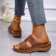 thumbnail image 4 of Aayomet Sandals for Women Ladies Fashion Leather Carved Hollow Platform Beach Sandals And Slippers,Brown 9, 4 of 5
