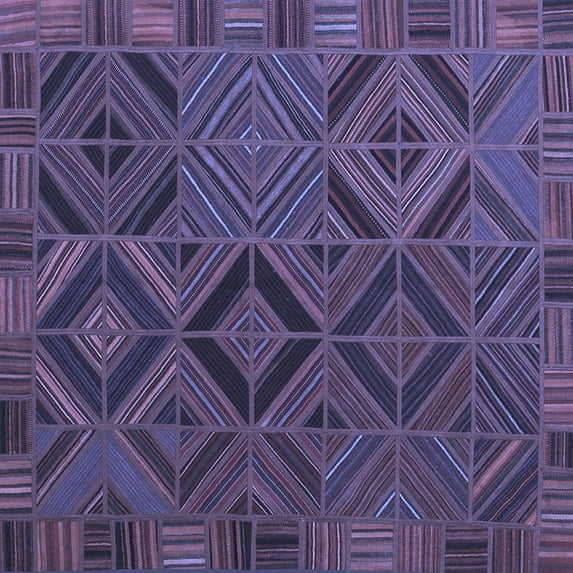 Ahgly Company Machine Washable Indoor Square Southwestern Blue Country Area Rugs, 7' Square