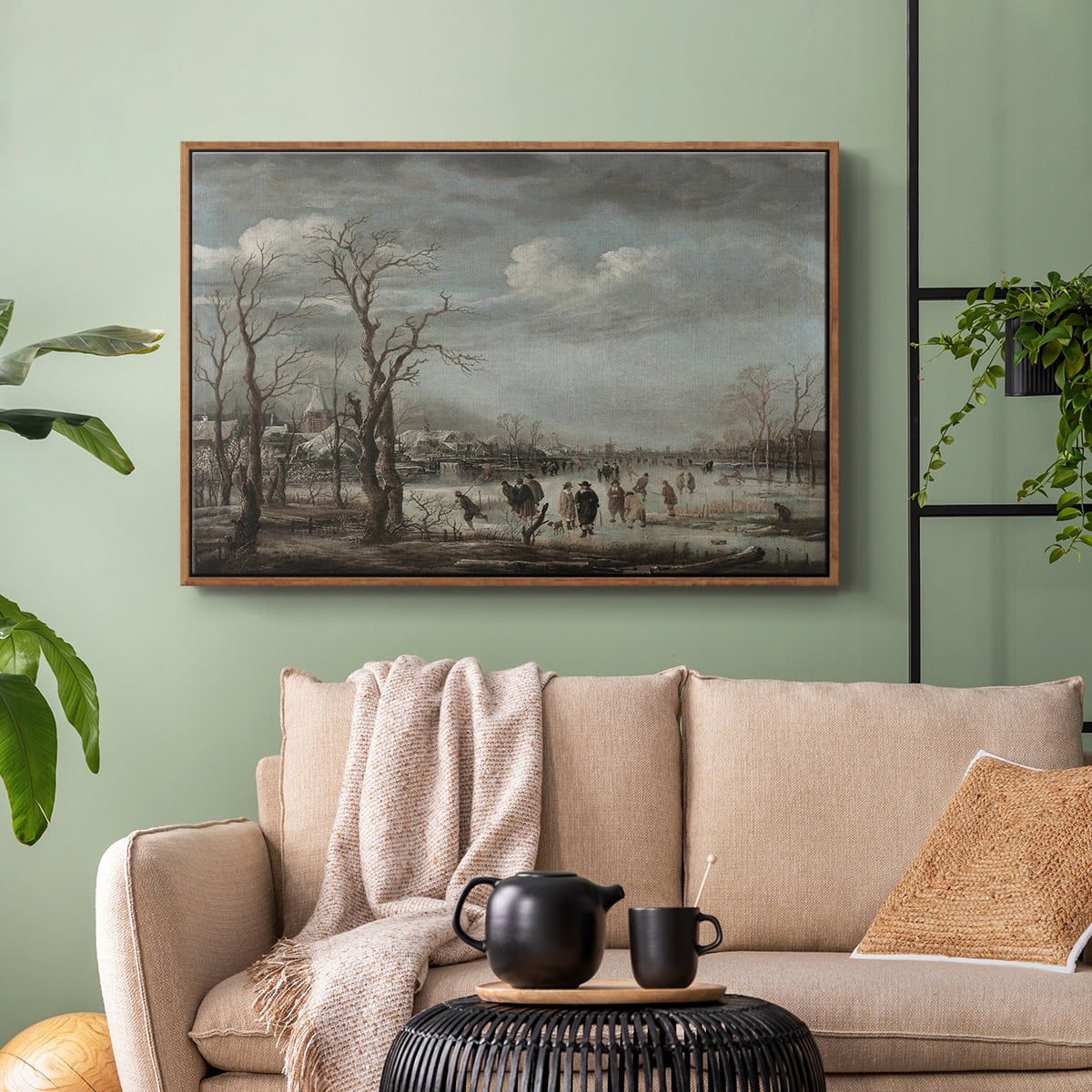 Vintage Landscape-CCCLXXX By Wexford Home Framed in Walnut Wood Gallery Wrapped Canvas 25 in. x 37 in.