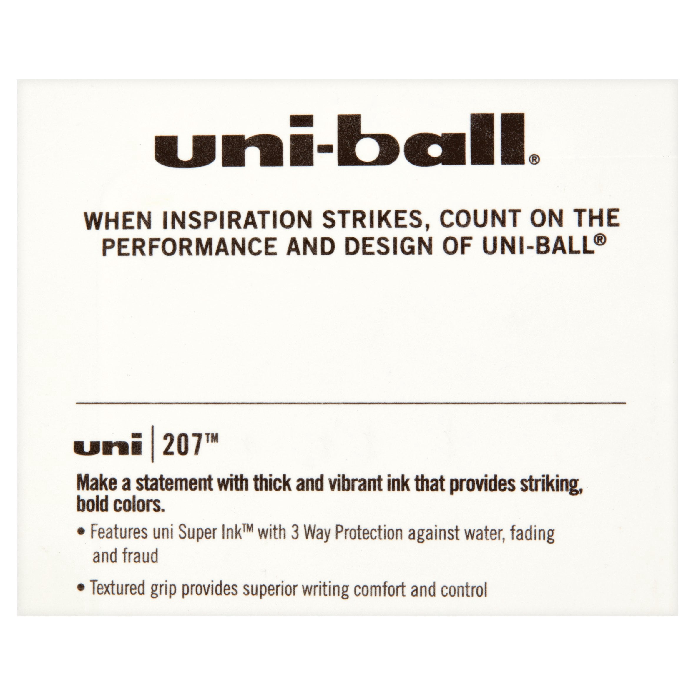 uni-ball 207 Retractable Gel Pens, Micro Point, Black, 4 Pack