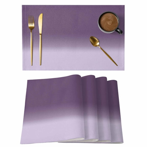 Purple Ombre Placemats Set of 6 Gradient Gradual Color Place Mats Table Mats Kitchen Dining Home Outdoor Party Table Decoration