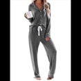 thumbnail image 1 of Conjuntos de Pijama para Mujer, de Larga, con Botones, para Dormir, Pijamas Suaves, Conjuntos de Estar por Casa. Gris XXL, 1 of 9