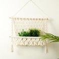 thumbnail image 3 of Storage Rack Tapestry Racks Magazine Net Tassel Unique Eco-Friendly Weaving Beiges Cotton Rope Wood Macrame Wall Hanging, 3 of 11