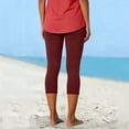 thumbnail image 5 of Minjewel Women's Casual Solid Color Butterfly Hollow Out Burned Cropped Pants,Yoga Base Capri Leggings for Workout,Wine,M, 5 of 7