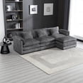 thumbnail image 2 of Miekor Furniture 112" Oversized Sectional Sofa Cloud Couch for Living Room, Modern Chenille L Shaped Couch, Comfy Boucle Modular Sofa Sleeper with Moveable Ottoman & Memory Foam MK3437, 2 of 12