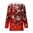 thumbnail image 5 of Women's Christmas V-Neck Long Sleeve Snowflake Print Top with Faux Fur Trim Festive Holiday Sweater, 5 of 5