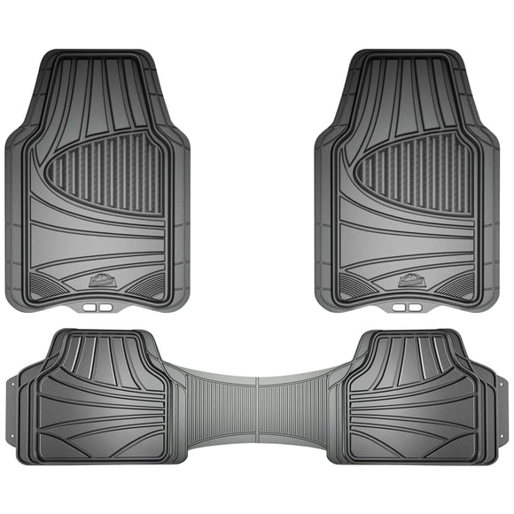 Armor All 78844 3-Piece Gray Rubber Full Coverage Trim-to-Fit Floor Mats for Cars, Trucks and SUVs