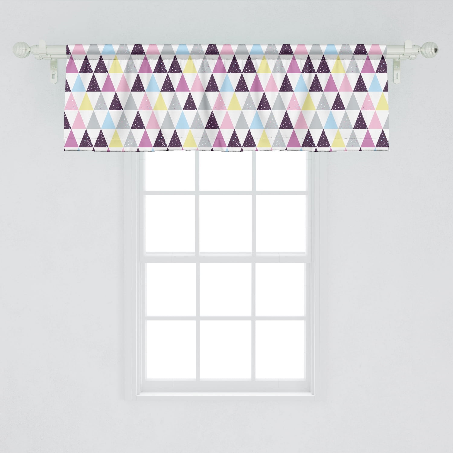 Ambesonne Geometric Window Valance, Triangle with Grunge Effect