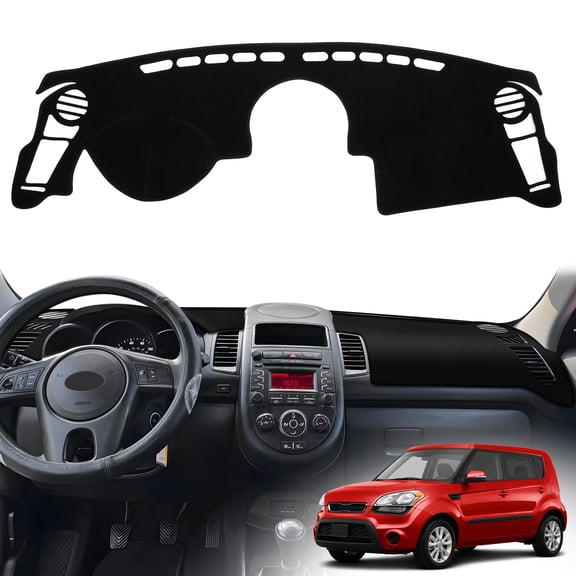 GUANGHUI Car Dash Cover, Dash Carpet Polyester Non-Slip Dash Protector Interior Accessories,Custom Fit Dash Mat No Glare Black