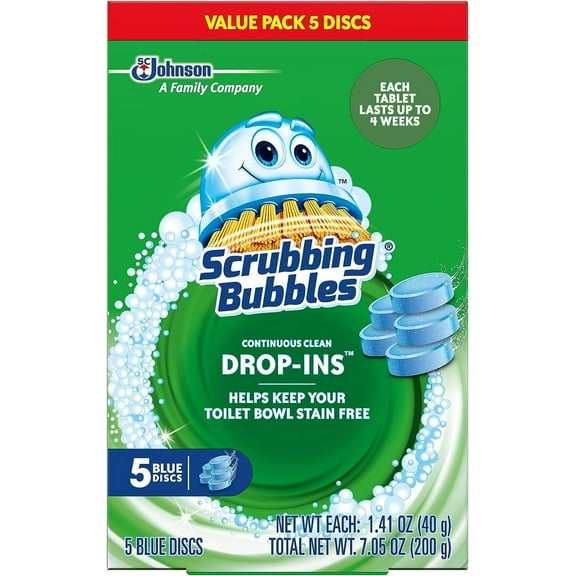 Scrubbing Bubbles Drop-Ins Toilet Cleaning Tablets, Toilet Bowl Stain Remover, 5 Count