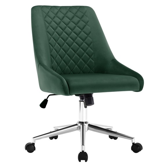 Duhome Office Chair Velvet Desk Chair on Wheels Adjustable Computer Chair for Home Office Bedroom Modern, Dark Green