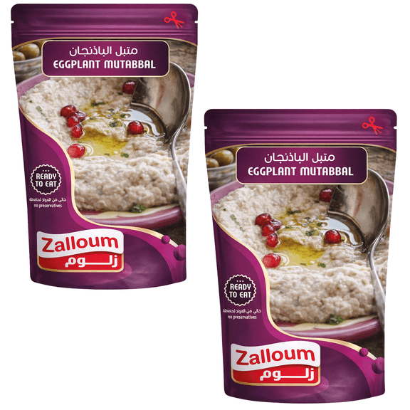 Zalloum - Eggplant Mutabbal, Ready to Eat Roasted Eggplant Dip with Tahini, No Preservatives, 135g (2 Pack)