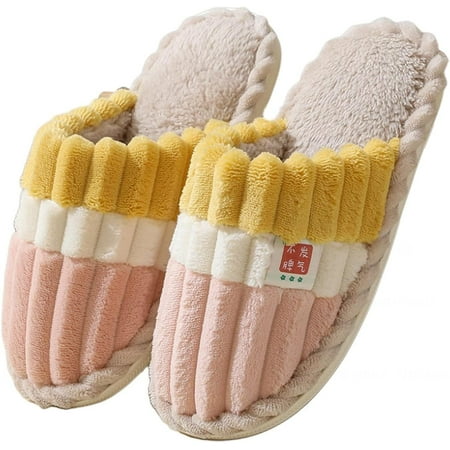 

shuwee Womens Corduroy Fuzzy Slippers Memory Foam Warm Anti-slip Slippers Indoor / Outdoor House Shoes