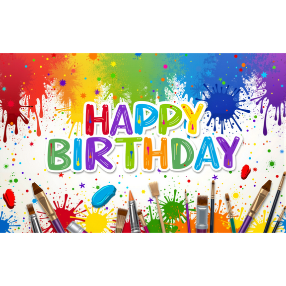 LUUFILx Art Paint Birthday Party Decorations Supplies Artist Happy Birthday Backdrop Banner Background for Mess Graffiti Wall Brush Event Baby Party Favors Hanging Photo Booth Props