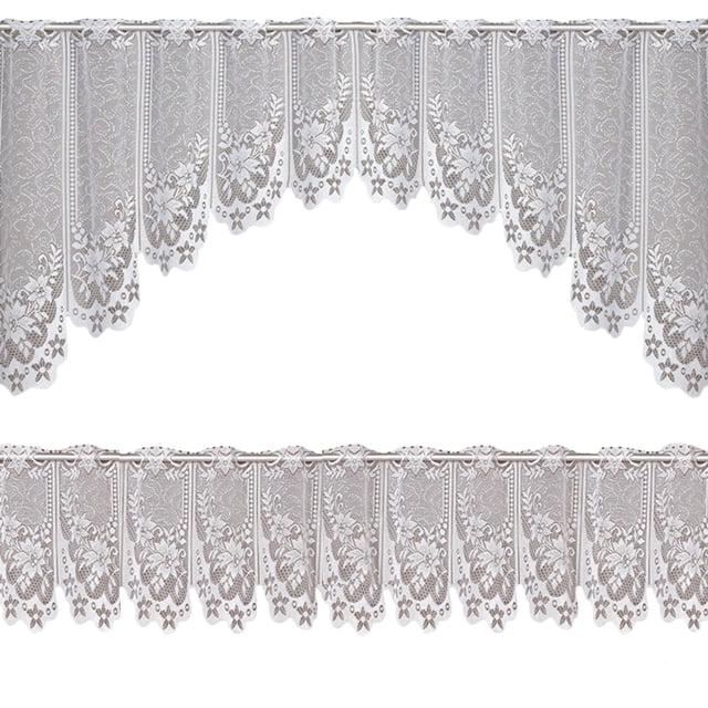 Moyic 2 Pieces Lace Window Curtain Stylish Washable Room Decoration Detachable Indoor Living Cozy Kitchen Decorative Curtains Type2 NO2