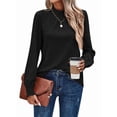 thumbnail image 1 of Camiseta de Larga con Cuello Alto y Ojales para Mujer, Elegante, Informal, , de Negocios, Elástica, con Aberturas Negro M, 1 of 9