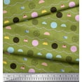 thumbnail image 3 of Soimoi Green Silk Fabric Cookies & Cupcake Food Print Fabric by the Yard 42 Inch Wide, 3 of 3
