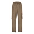 thumbnail image 5 of Cuhas Cargo Pants for Men Fall Autumn Winter Overalls Drawstring Multi Pocket Casual Pants Hiking Pants Cotton Twill Pants Khaki S, 5 of 6