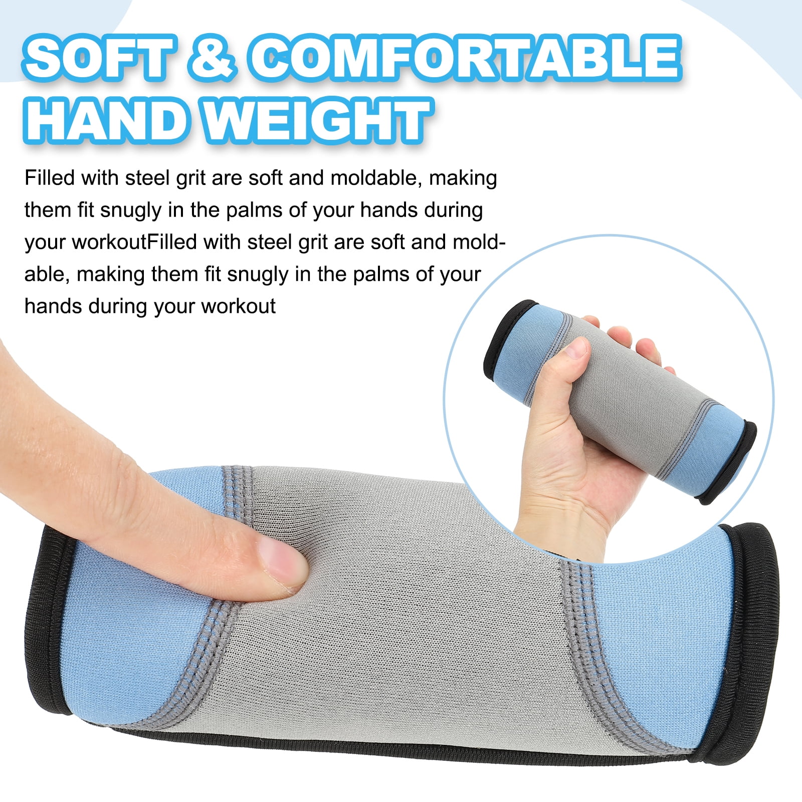 Uxcell Hand Weights for Women Men 4 Lbs Total Soft Dumbbells with Strap Blue
