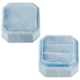 thumbnail image 3 of Small Velvet Ring Box Cut Edge Octagon for Wedding Engagement(Light Ocean Blue), 3 of 6