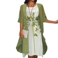 thumbnail image 1 of 1 Set Spring Summer Office Lady Cardigan Dress Floral Print Large Hem Elegant Chiffon Dress Set For Party, 1 of 3