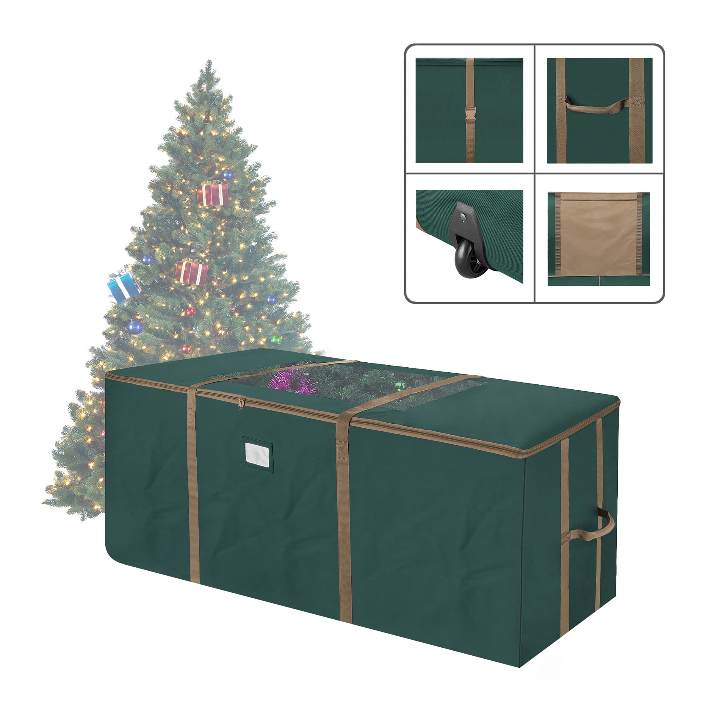 Elf Stor Green Rolling Christmas Tree Storage Duffel Bag w/Window for 9