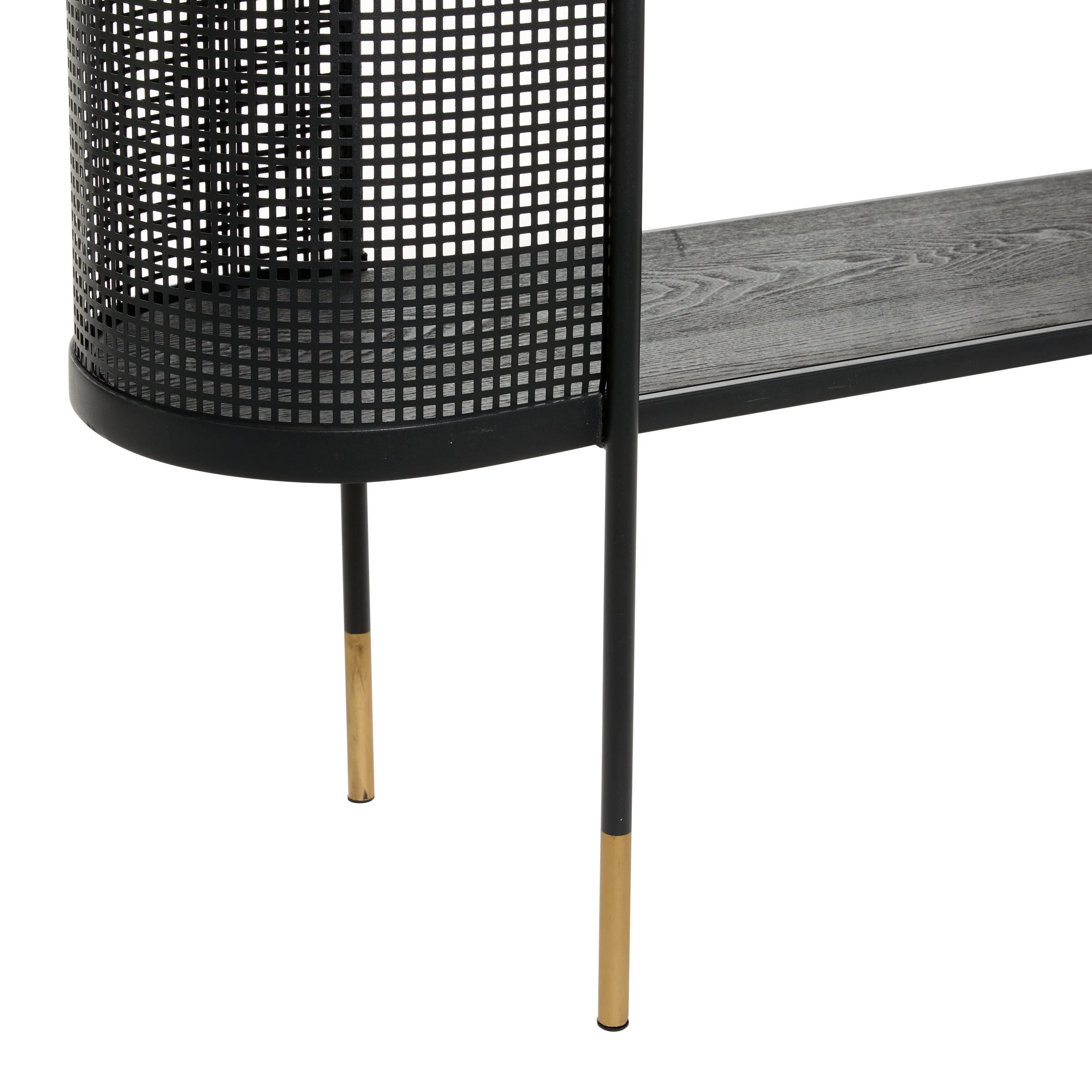 DecMode 47" x 32" Black Metal Mesh Side Panel 1 Shelf Console Table with Open Center Storage, 1-Piece