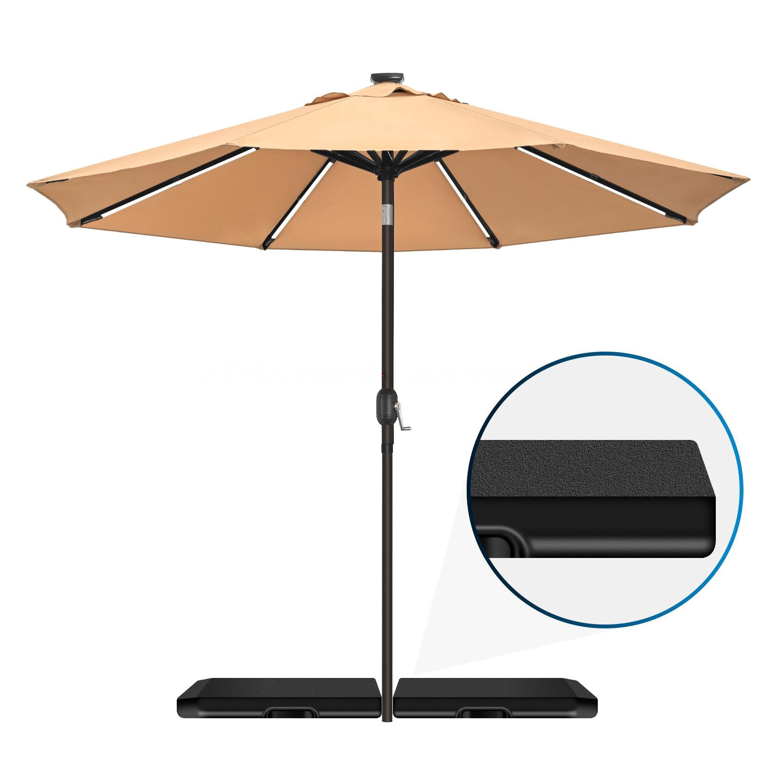 4-Piece Fillable Cantilever Umbrella Base, 353lbs Heavy Duty HDPE Weights, Black, 19.5in for Patio Offset Umbrellas