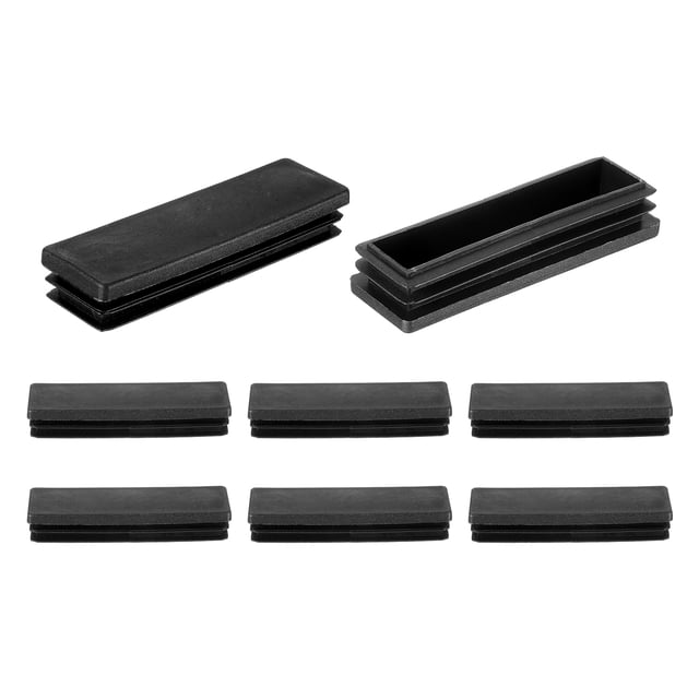 Uxcell 8 Pcs 4 x 1 3/16 Inch Tapones de extremo rectangular para tubos de metal, patas de sillas, mesas, estanterías, negro