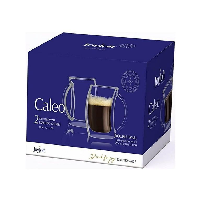 JoyJolt Caleo Collection Double Wall - Set of 4 - Insulated Glasses  Espresso Cups - 2-Ounces