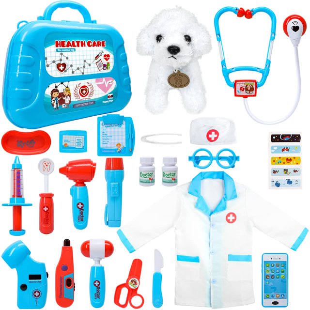 Kit Médico Meland para Niños de 3 a 5 Años con Set de Juego Veterinario y Funda