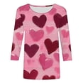 thumbnail image 5 of Styesk T-Shirts pour Femmes à Manches 3/4 Longueur, Imprimé Cœur, Hauts de Sortie, T-Shirts Confortables et Doux à Col Rond, Chandail à Enfiler, T-shirt Léger de Mode, Graphique de la Saint-Valentin, Grande Taille, Hauts Décontractés, 5 of 5