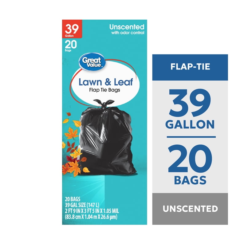 Great Value 39 Gallon Lawn & Leaf Flap Tie Bags, 20 Count photo 2