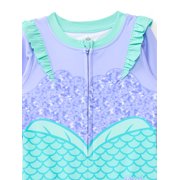 Character Toddler Girl Cosplay One- Piece Zip Swimsuit, Sizes 2T-5T