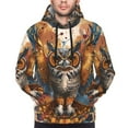 thumbnail image 3 of Zufioo Colorful Owl Tattoo Art Design Fleece Comfortable Hoodie for Mens,Sweatshirt for Men,Pullover Hooded Sweatshirt for Men -X-Large, 3 of 5