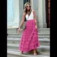 thumbnail image 4 of Faldas Largas de Tul para Mujer, Corte A, Volantes, Cintura Alta, Escalonadas, , Tutú, Enagua Rosa Roja XL, 4 of 8