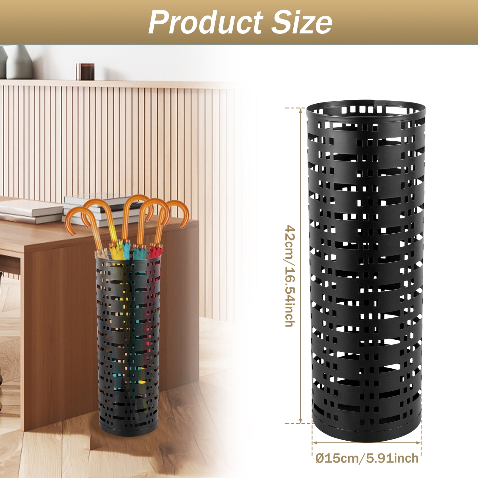 FUYGRCJ Umbrella Stand Rack, Round Metal Umbrella Holder for Entryway, Freestanding Umbrella Storage Rack, for Canes Walking Sticks for Indoor Home Office