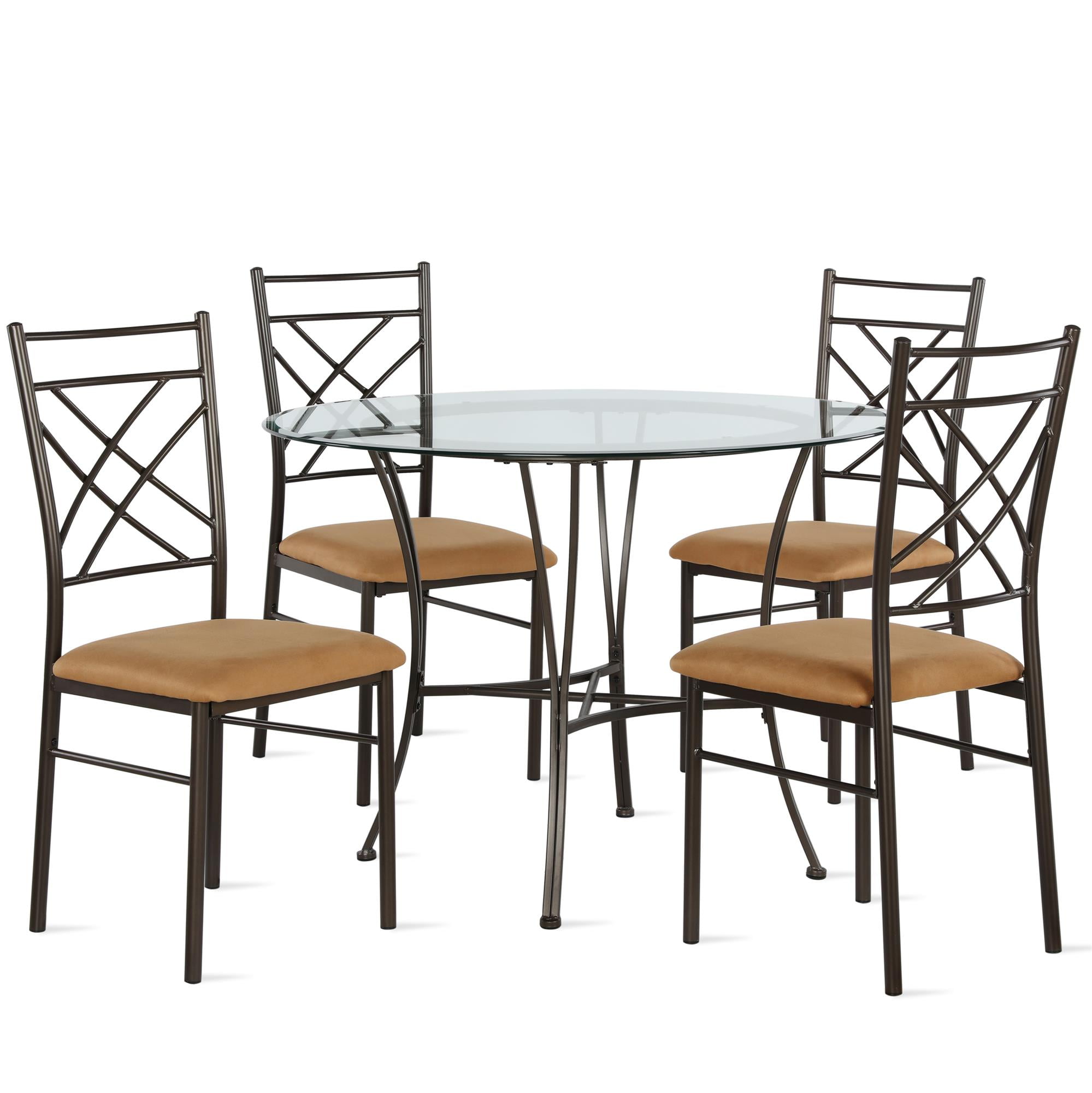 Dorel Living Snowdon 5Piece Glass Top Dining Set, Dining Room