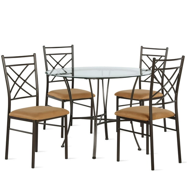 Dorel Living Snowdon 5Piece Glass Top Dining Set, Dining Room