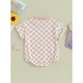 thumbnail image 3 of Infant Baby Boy Girl Neutral Checkerboard Oversize T Shirt Romper Short Sleeve Jumpsuit Summer Outfit Trendy Cute Clothes, 3 of 7