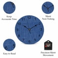 thumbnail image 5 of Wall Clock Navy Blue Linen Texture Clocks PVC Silent Non-Ticking Battery Operated Decorative Farmhouse Solid Color Round Clock for Home Living Room Kitchen Bedroom Office School Wall Decor 14 Inch, 5 of 9