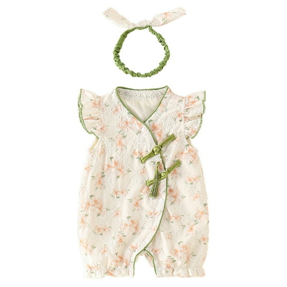 Utlike Baby Girls Bodysuits Newborn Butterfly Sleeves Floral Embroidery Summer Cute Romper Breathable Onesies For Infant Size 0-3 Months
