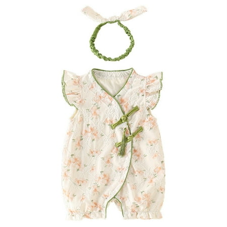 

NIUREDLTD Baby Girl Fly Sleeve Floral Embroidery Girls Crawling Clothes Summer Cute Baby Romper Size 12-18 Months