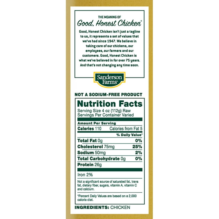Sanderson Farms Fresh Chicken Tenderloins, 28g Protein, 4oz 112g, 1.0 - 2 lb