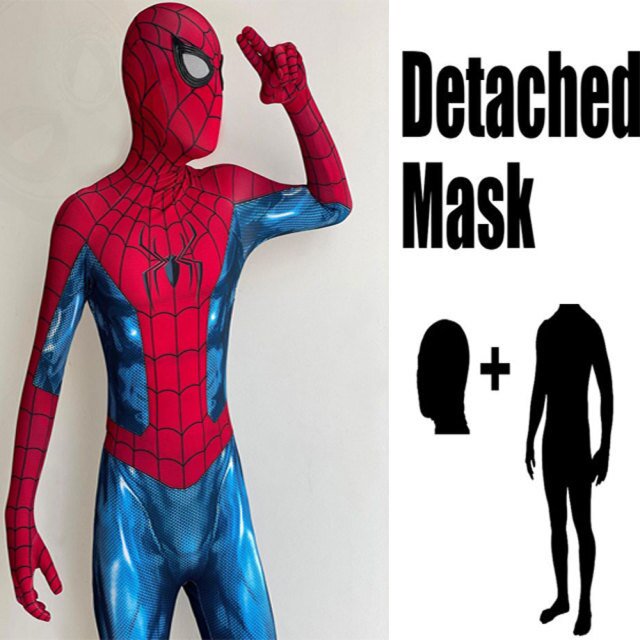 Disfraz de Spiderman para adultos y niños, traje de superhéroe de Halloween, clásico, brillante, sin camino a casa, Zentai Fivean unisex