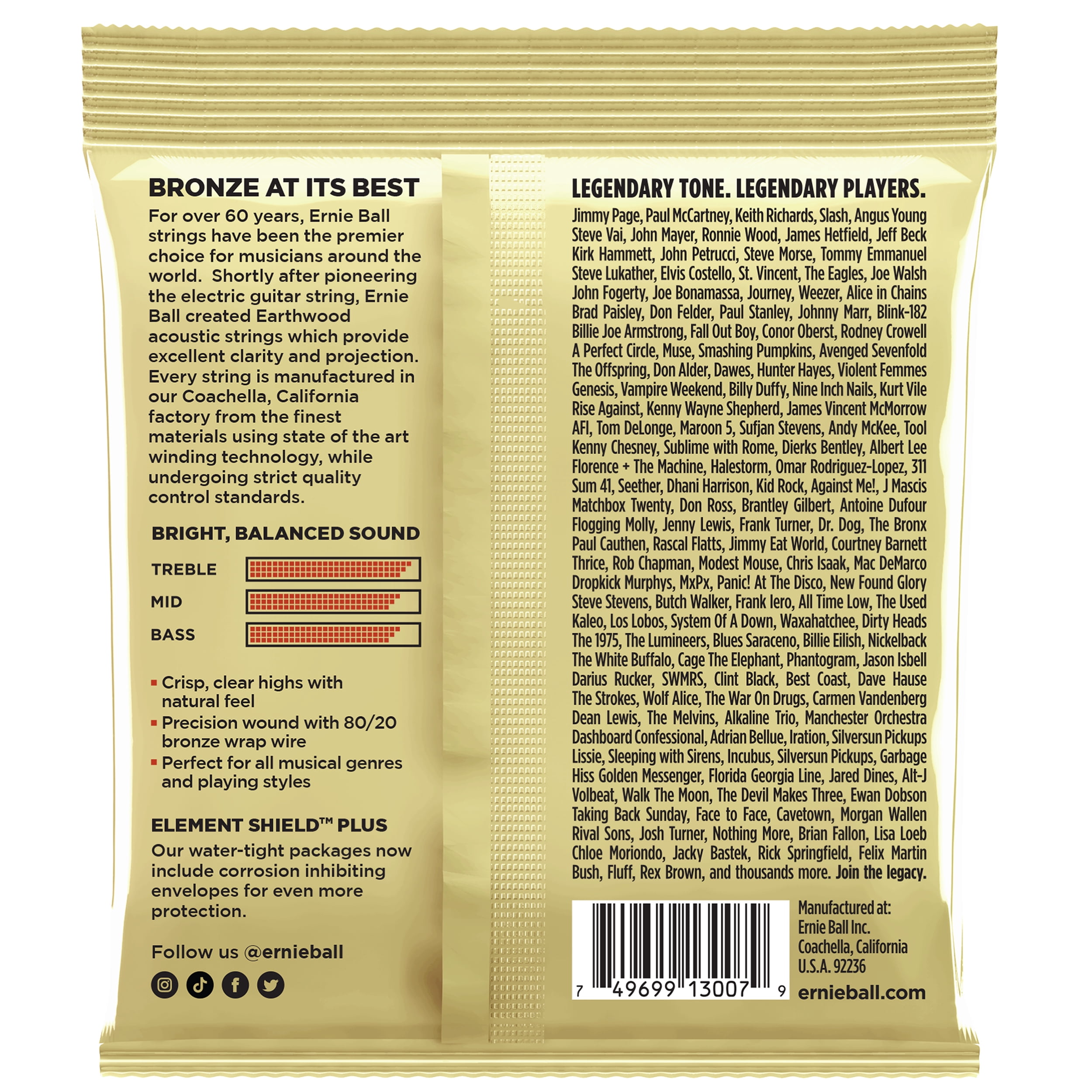 Ernie Ball Earthwood Custom Light 80/20 Bronze Acoustic Guitar Strings 3 Pack - 11.5-54 Gauge