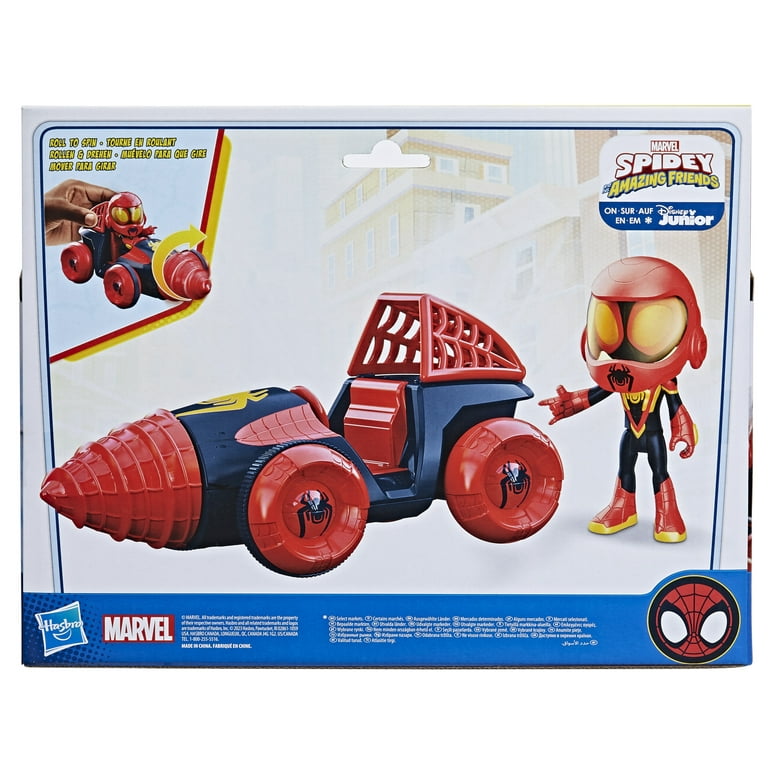 Marvel Spidey and His Amazing Friends Web-Spinners Miles with Drill Spinner  Toy Car 