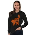 thumbnail image 3 of Vintage Halloween Scaredy Cat Cute Women Plus Size Long Sleeve Graphic Tee Brisco Brands 2X, 3 of 5
